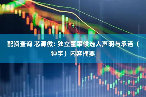 配资查询 芯源微: 独立董事候选人声明与承诺（钟宇）内容摘要